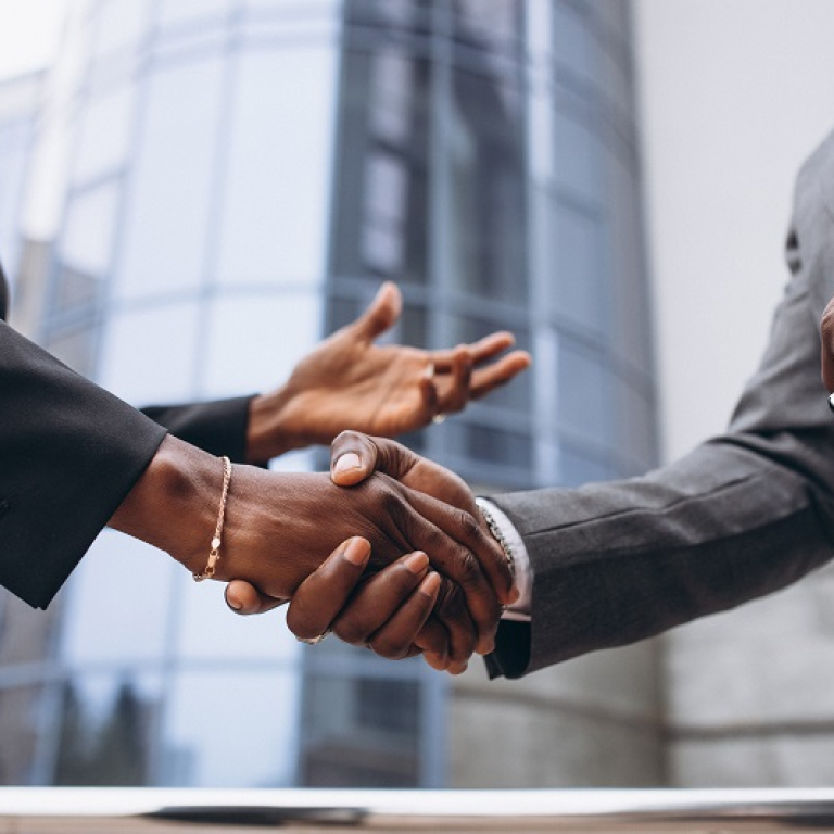 African business male people shaking hands